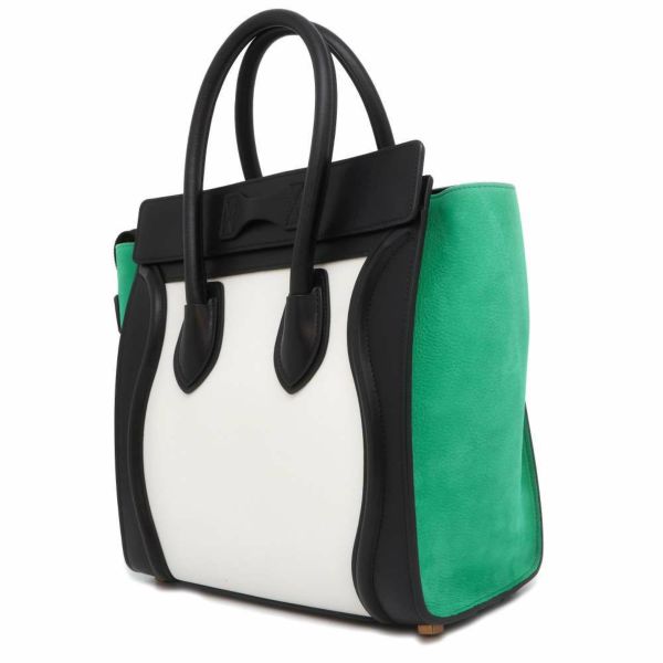 セリーヌ ハンドバッグ ラゲージマイクロショッパー レザー ヌバック 167793 CELINE バッグ 黒 白