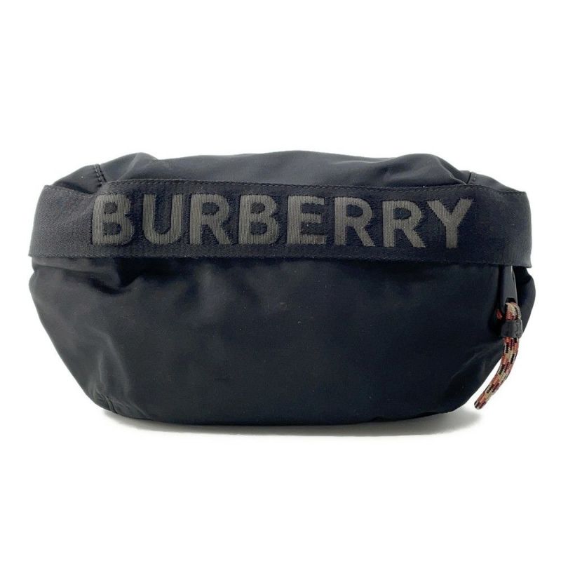バーバリー ボディバッグ ロゴ ナイロン 8025668 BURBERRY ウエストポーチ 黒