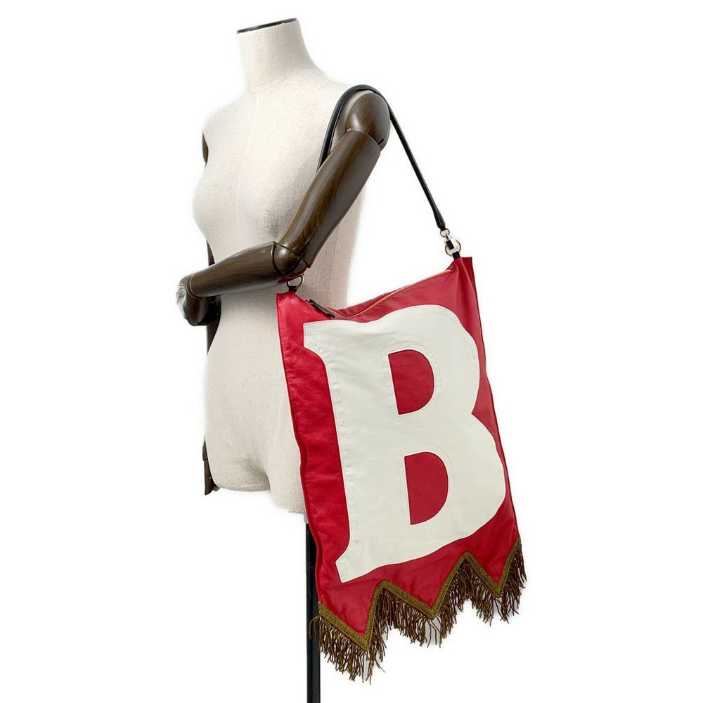 バーバリー ハンドバッグ BTロゴ フリンジ フラッグバッグ レザー 8046596 BURBERRY 白