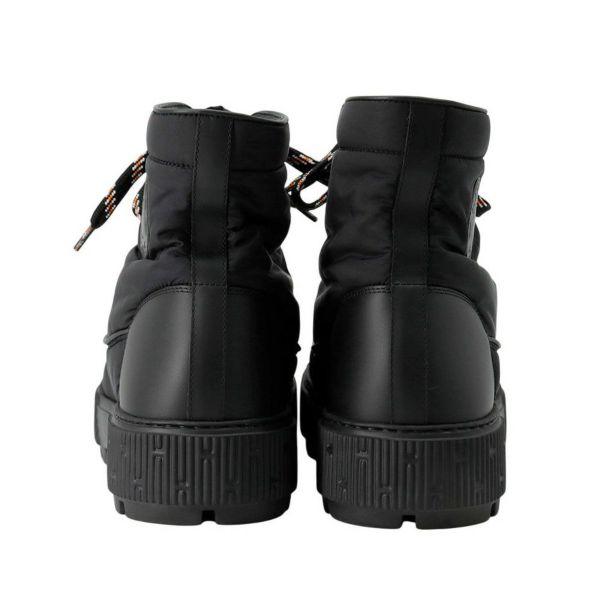 エルメス ショートブーツ フレッシュ ナイロン/レザー メンズサイズ42 HERMES 黒 メンズ