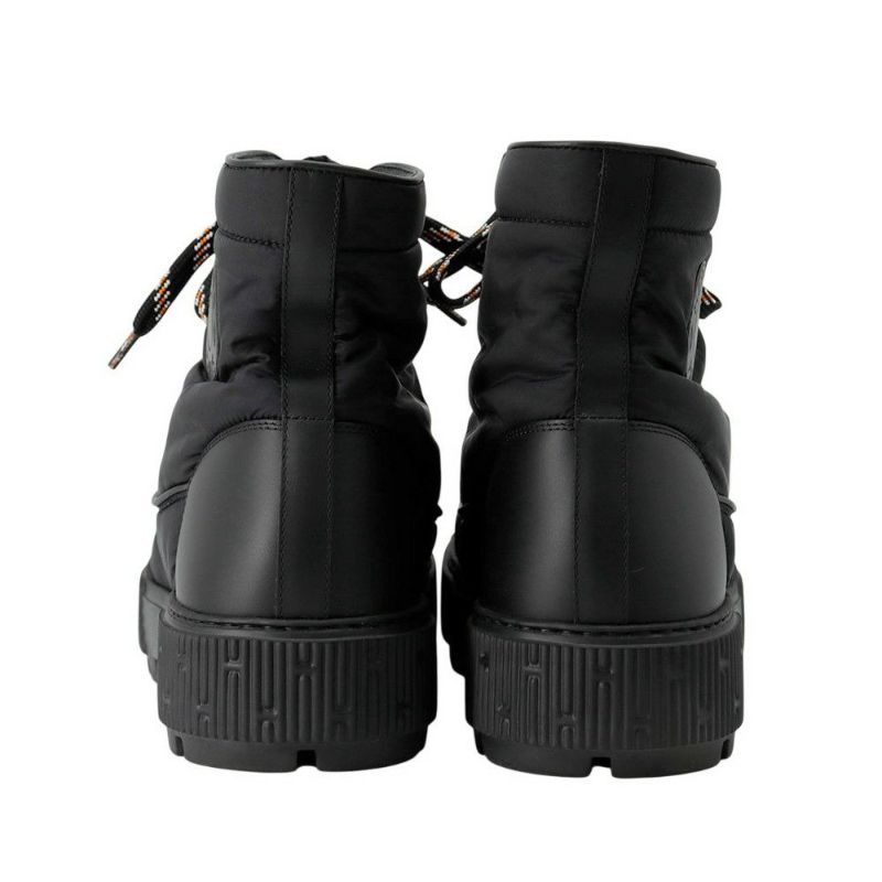 エルメス ショートブーツ フレッシュ ナイロン/レザー メンズサイズ42 HERMES 黒 メンズ