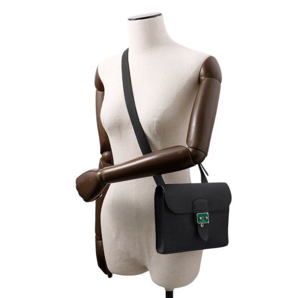 エルメス ショルダーバッグ サック ア デペッシュ21 キャバン/シルバー金具 トゴ B刻印 黒