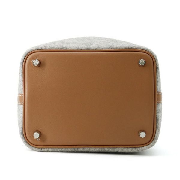 エルメス ハンドバッグ ピコタンロックPM グリスペール/ゴールド/シルバー金具 フェルト/スイフト  Y刻印