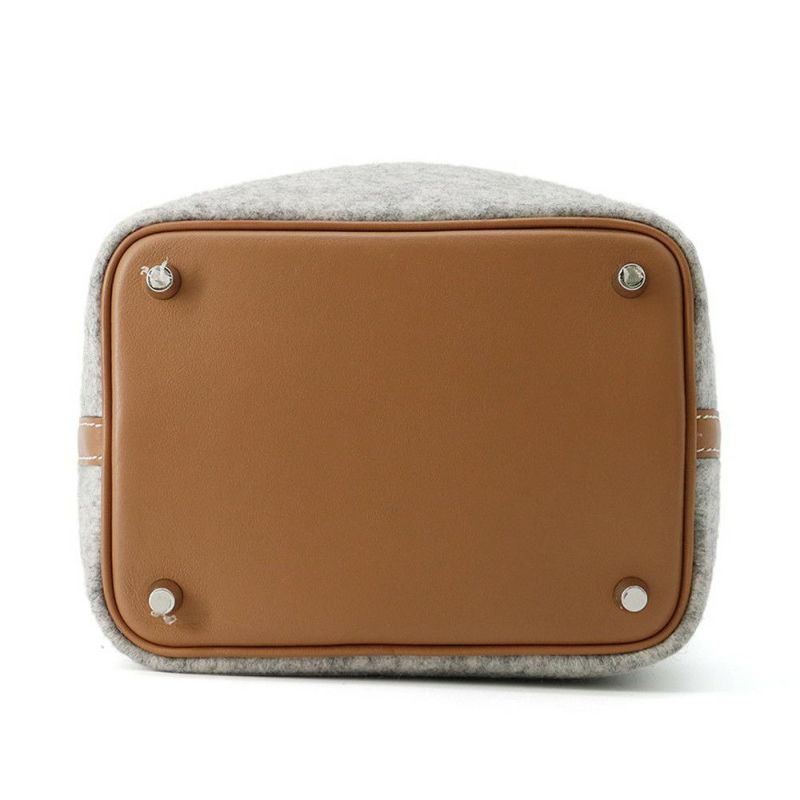 エルメス ハンドバッグ ピコタンロックPM グリスペール/ゴールド/シルバー金具 フェルト/スイフト  Y刻印