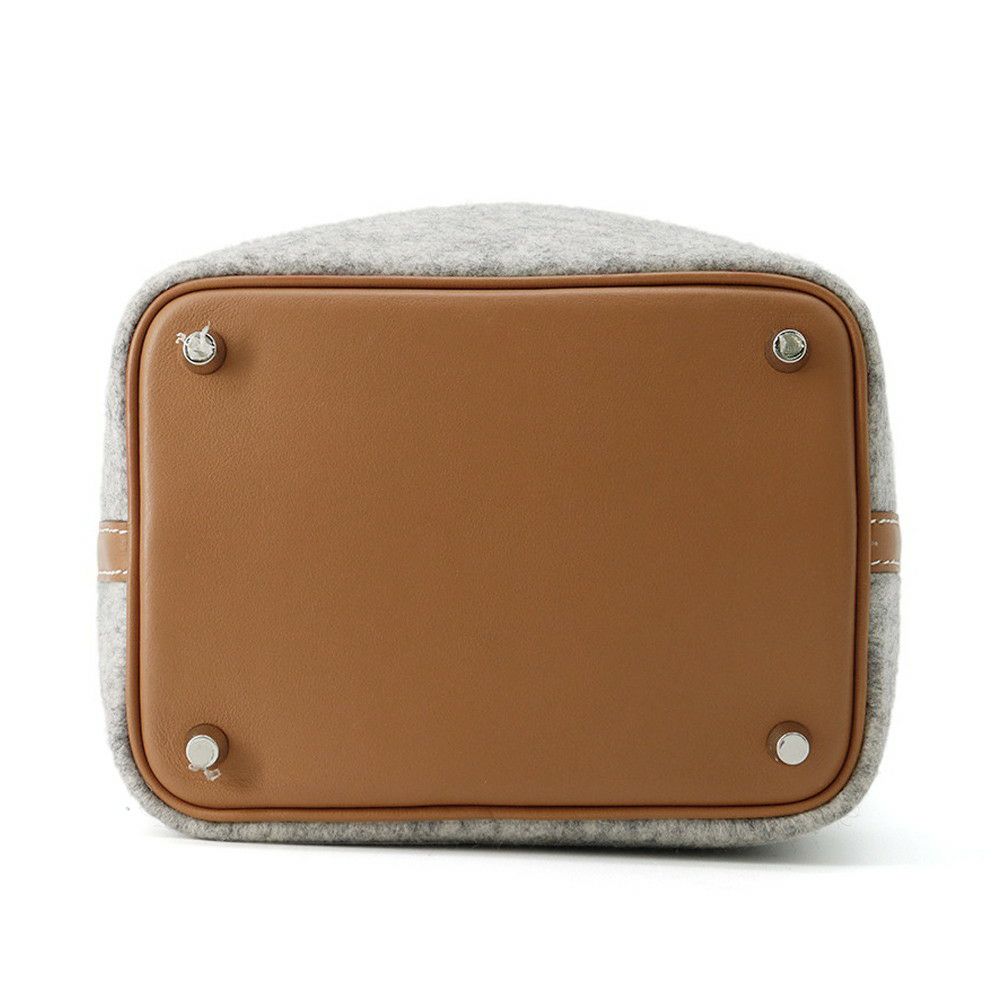 エルメス ハンドバッグ ピコタンロックPM グリスペール/ゴールド/シルバー金具 フェルト/スイフト  Y刻印