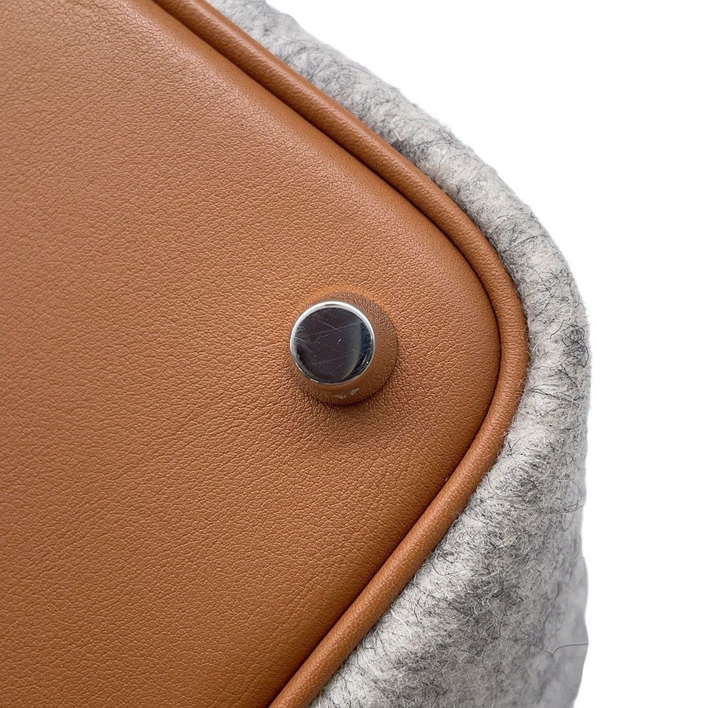 エルメス ハンドバッグ ピコタンロックPM グリスペール/ゴールド/シルバー金具 フェルト/スイフト  Y刻印