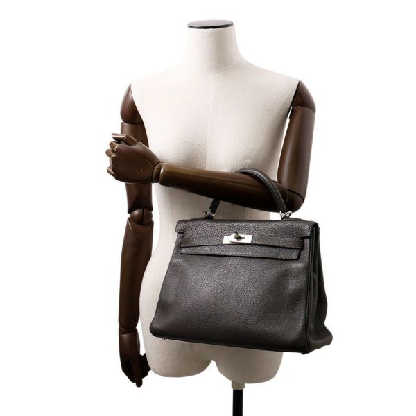 エルメス ハンドバッグ ケリー32 内縫い グラファイト/シルバー金具 トゴ □E刻印 2wayショルダー