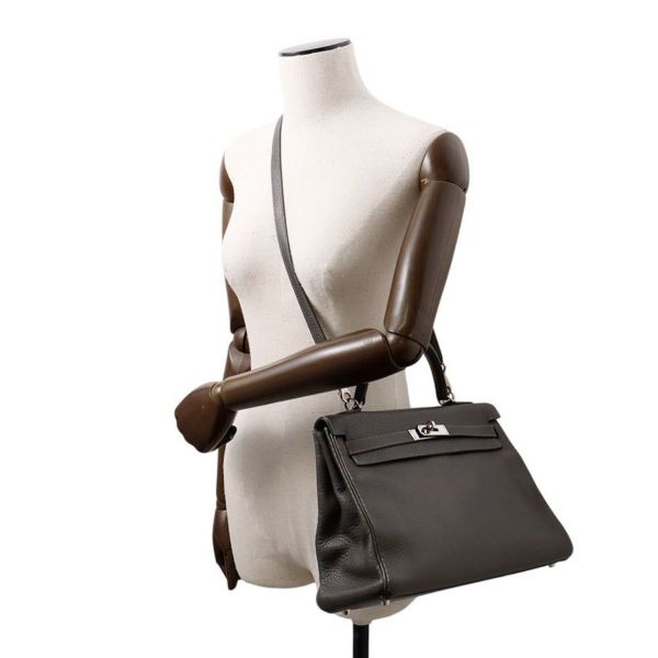 エルメス ハンドバッグ ケリー32 内縫い グラファイト/シルバー金具 トゴ □E刻印 2wayショルダー