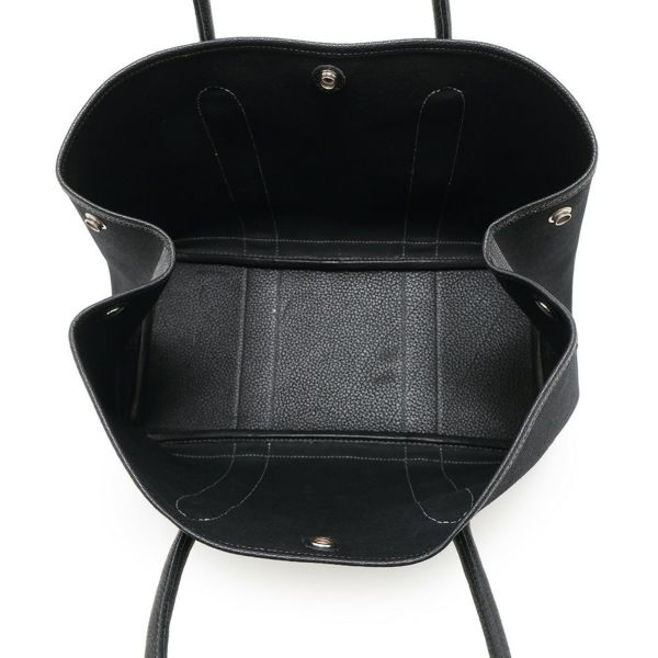 エルメス トートバッグ ガーデンパーティPM ブラック/シルバー金具 トワルアッシュ/ネゴンダ □G刻印 HERMES Garden Party 黒