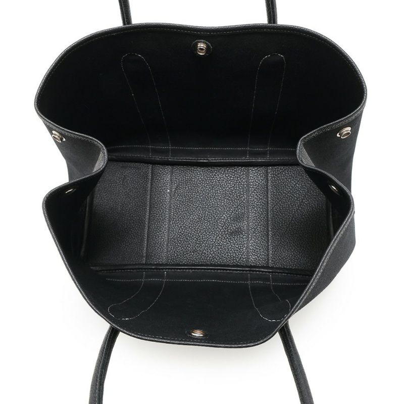 エルメス トートバッグ ガーデンパーティPM ブラック/シルバー金具 トワルアッシュ/ネゴンダ □G刻印 HERMES Garden Party 黒