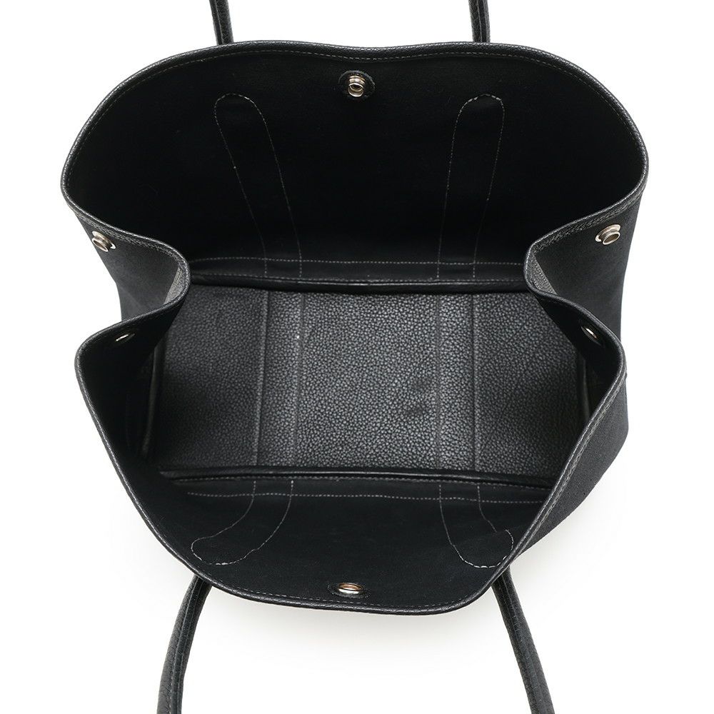 エルメス トートバッグ ガーデンパーティPM ブラック/シルバー金具 トワルアッシュ/ネゴンダ □G刻印 HERMES Garden Party 黒