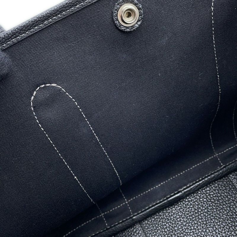 エルメス トートバッグ ガーデンパーティPM ブラック/シルバー金具 トワルアッシュ/ネゴンダ □G刻印 HERMES Garden Party 黒