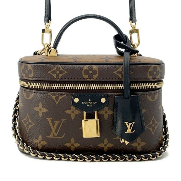 ルイヴィトン ハンドバッグ モノグラム・リバース ヴァニティ・チェーン ポーチ M47125 LOUIS VUITTON 2way ブラック 黒