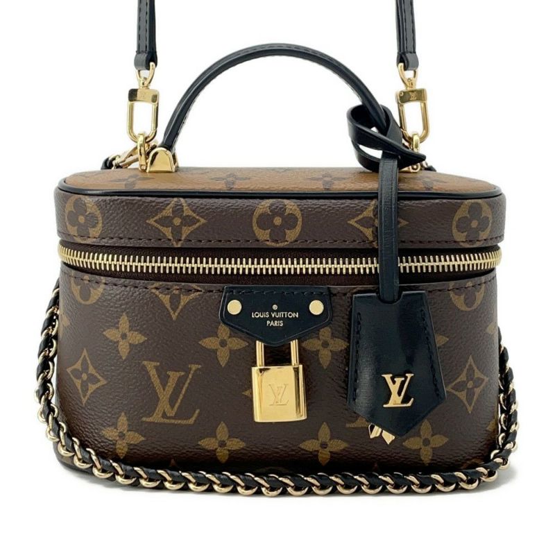 ルイヴィトン ハンドバッグ モノグラム・リバース ヴァニティ・チェーン ポーチ M47125 LOUIS VUITTON 2way ブラック 黒