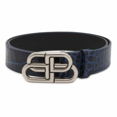 美品　バレンシアガ  ベルト BBロゴ 本革　クロコ　型押し　レザー 黒 BALENCIAGA バレンシアガ ベルト BB THIN BELT 581690 1CH04