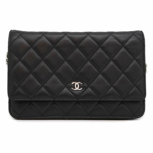 シャネル チェーンウォレット クラシック マトラッセ ココマーク ラムスキン AP0250 CHANEL 黒