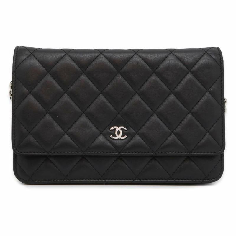 シャネル チェーンウォレット クラシック マトラッセ ココマーク ラムスキン AP0250 CHANEL 黒