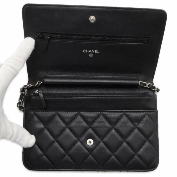 シャネル チェーンウォレット クラシック マトラッセ ココマーク ラムスキン AP0250 CHANEL 黒