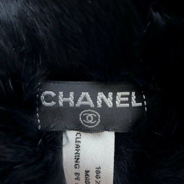 シャネル マフラー ココマーク ラビットファー CHANEL ネックウォーマー ラパン 黒 白