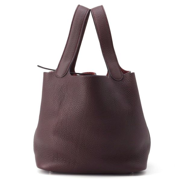 エルメス ハンドバッグ ピコタンMM プルーン/シルバー金具 トリヨンクレマンス □L刻印 べルトタイプ