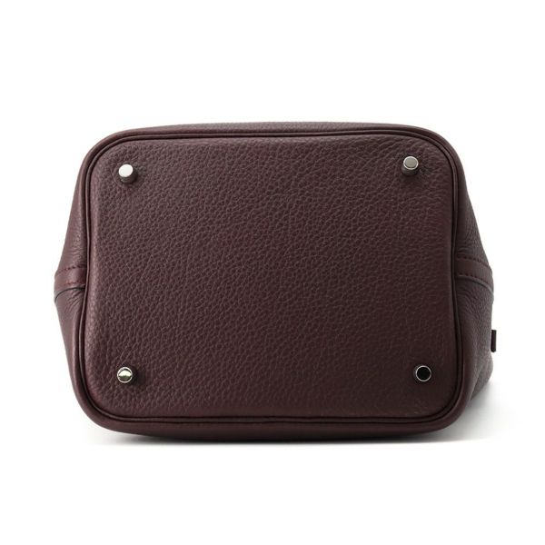 エルメス ハンドバッグ ピコタンMM プルーン/シルバー金具 トリヨンクレマンス □L刻印 べルトタイプ