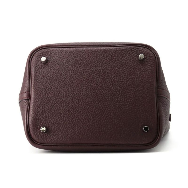 エルメス ハンドバッグ ピコタンMM プルーン/シルバー金具 トリヨンクレマンス □L刻印 べルトタイプ