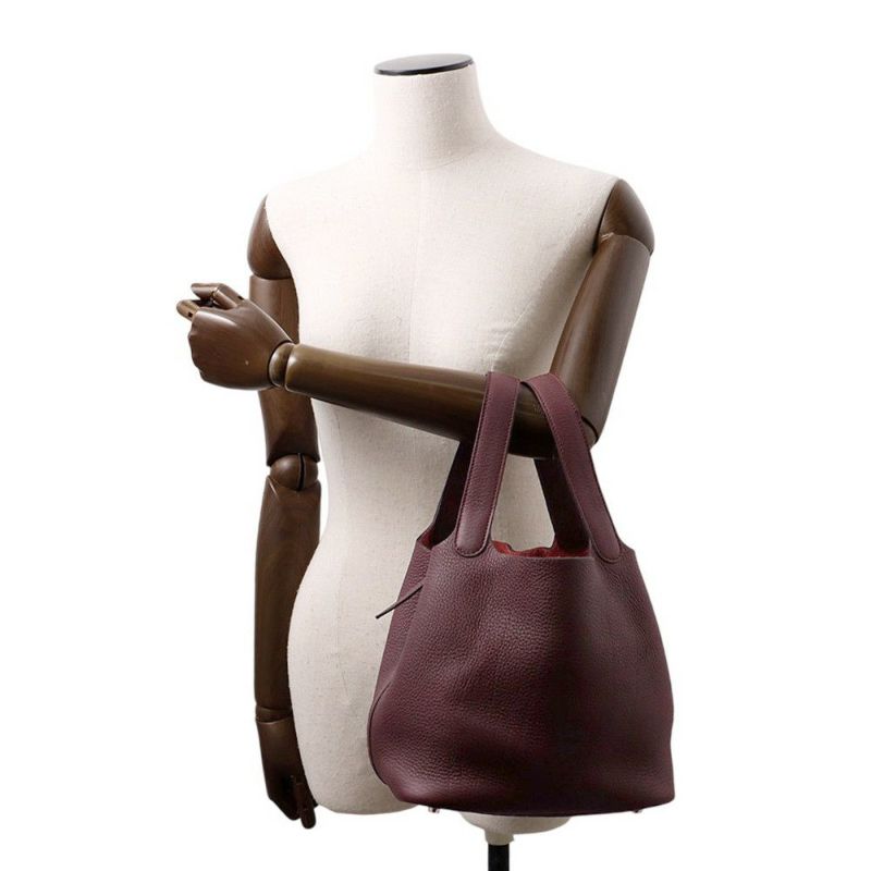 エルメス ハンドバッグ ピコタンMM プルーン/シルバー金具 トリヨンクレマンス □L刻印 べルトタイプ