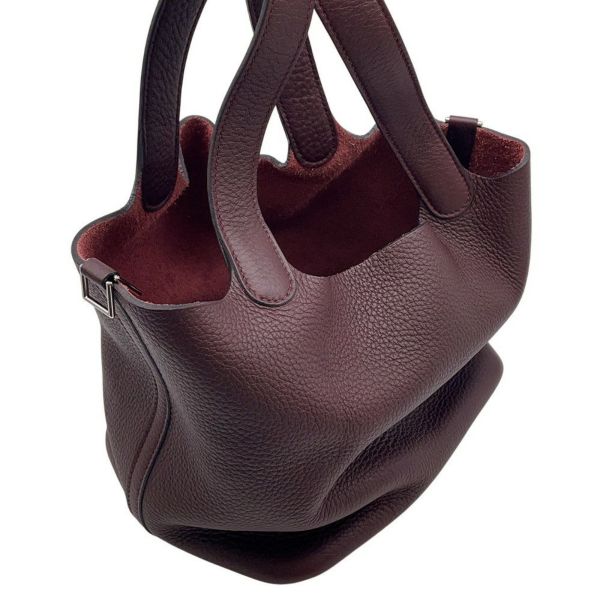 エルメス ハンドバッグ ピコタンMM プルーン/シルバー金具 トリヨンクレマンス □L刻印 べルトタイプ