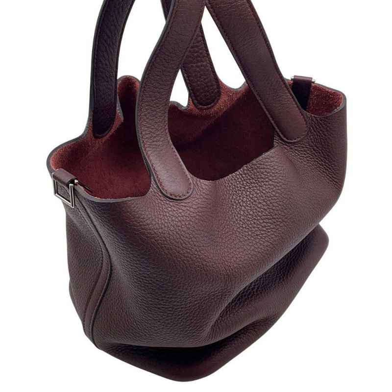 エルメス ハンドバッグ ピコタンMM プルーン/シルバー金具 トリヨンクレマンス □L刻印 べルトタイプ