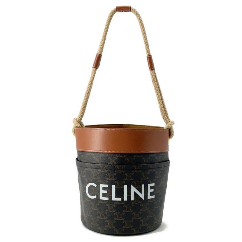 セリーヌ ショルダーバッグ トリオンフ バケットバッグ PVC レザー 196272 CELINE ブラウン