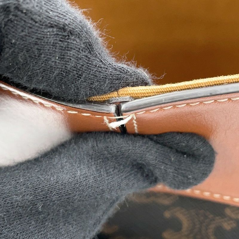 セリーヌ ショルダーバッグ トリオンフ バケットバッグ PVC レザー 196272 CELINE ブラウン