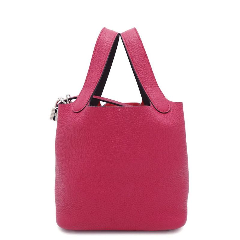 エルメス ハンドバッグ ピコタンロックPM エクラ フランボワーズ/ルージュセリエ/シルバー金具 トリヨンクレマンス/スイフト Z刻印