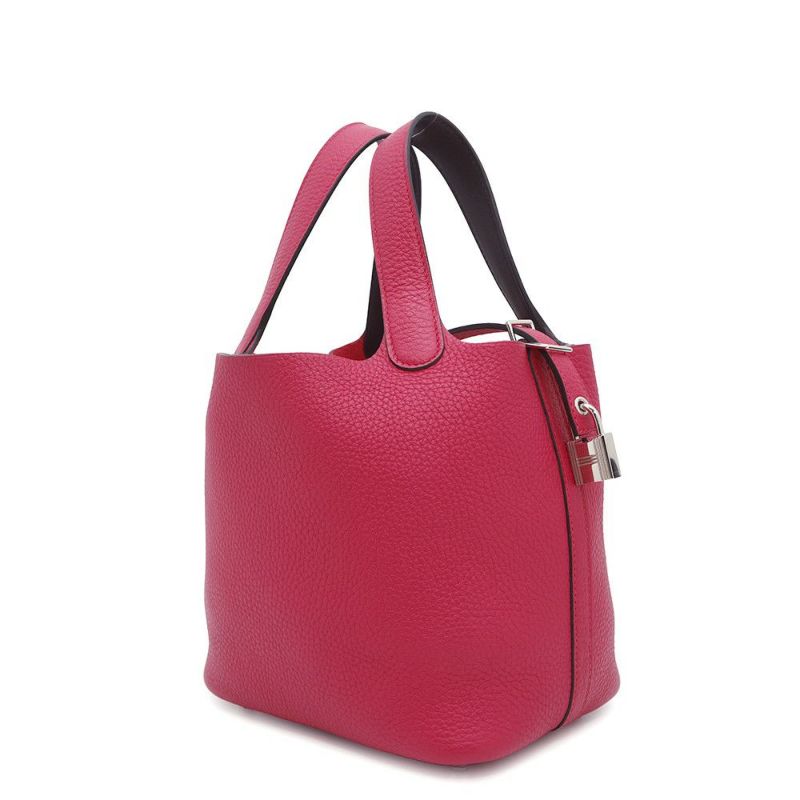 エルメス ハンドバッグ ピコタンロックPM エクラ フランボワーズ/ルージュセリエ/シルバー金具 トリヨンクレマンス/スイフト Z刻印