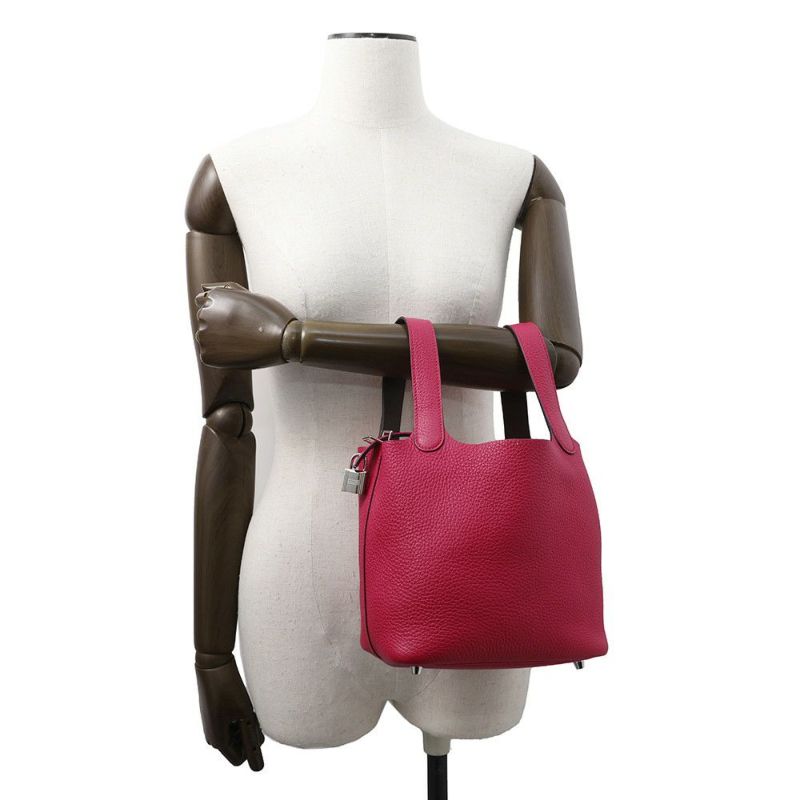 エルメス ハンドバッグ ピコタンロックPM エクラ フランボワーズ/ルージュセリエ/シルバー金具 トリヨンクレマンス/スイフト Z刻印