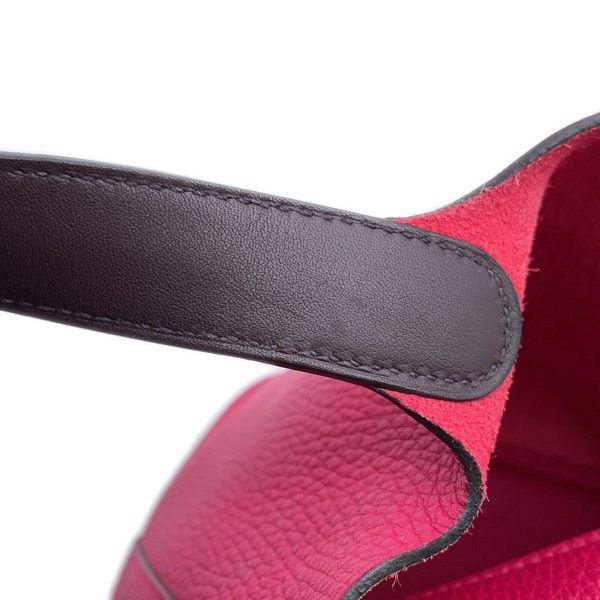 エルメス ハンドバッグ ピコタンロックPM エクラ フランボワーズ/ルージュセリエ/シルバー金具 トリヨンクレマンス/スイフト Z刻印