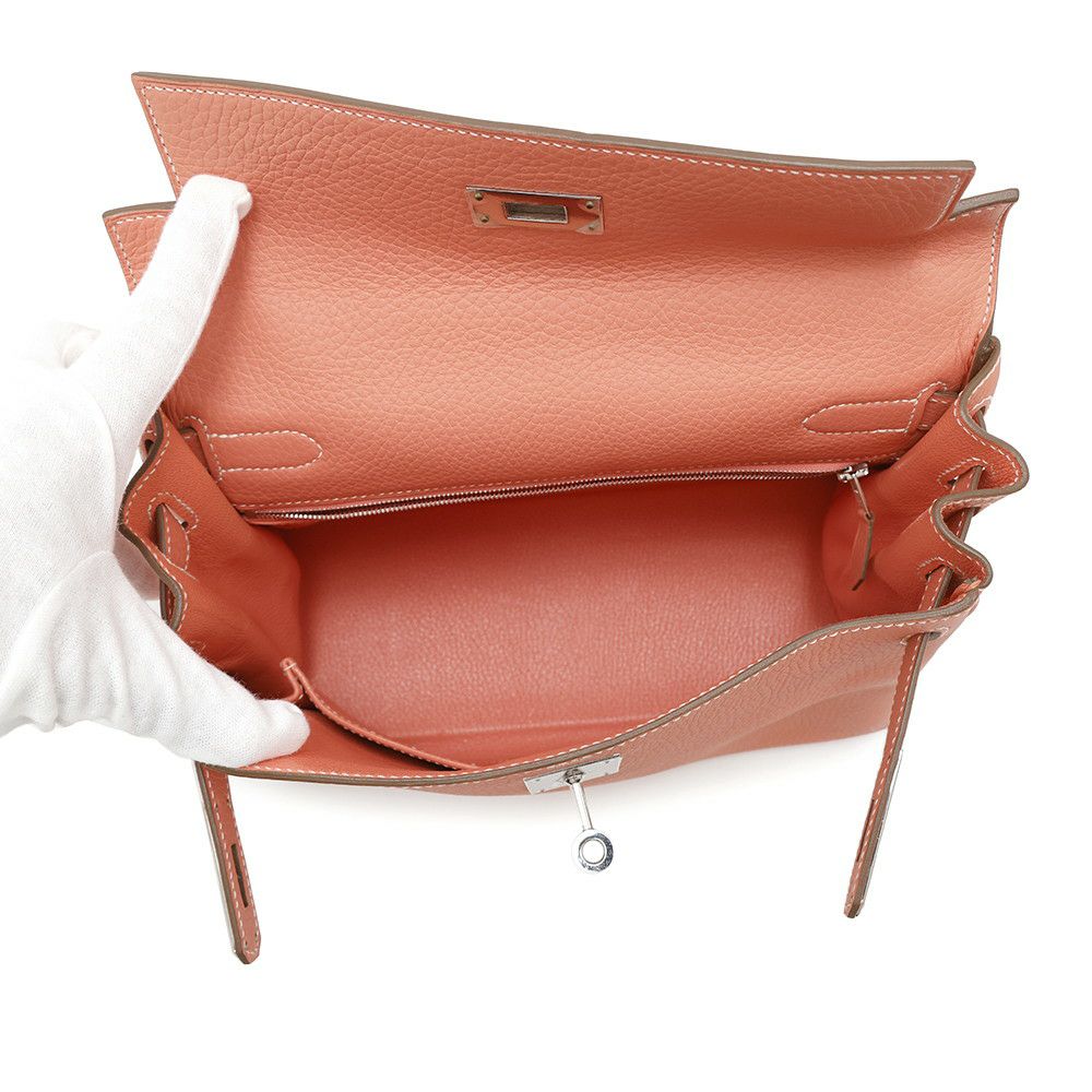 エルメス ハンドバッグ ケリー28 内縫い クレヴェット/シルバー金具 トリヨンクレマンス □Q刻印 HERMES Kelly 2wayバッグ