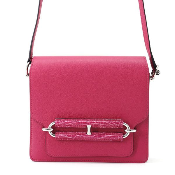 エルメス HERMES ショルダーバッグ ルリミニ SV金具 Z刻印 ローズメキシコ ヴォーエバーカラー/アリゲーター(64110) エルメス HERMES ショルダーバッグ ルリミニ SV金具 Z刻印 ローズ