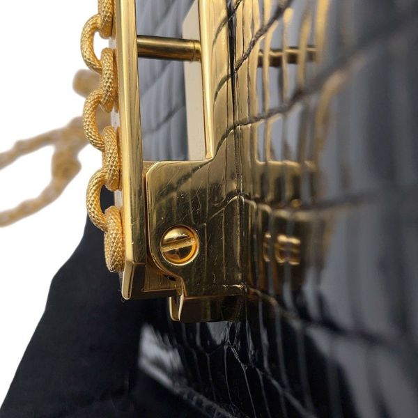 エルメス チェーンショルダーバッグ アルカザール ブラック/ゴールド金具 ポロサスシャイン 黒