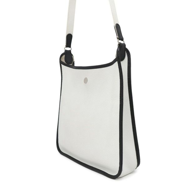 エルメス ショルダーバッグ ヴェスパPM ブラック/ホワイト/シルバー金具 トリヨンクレマンス □C刻印