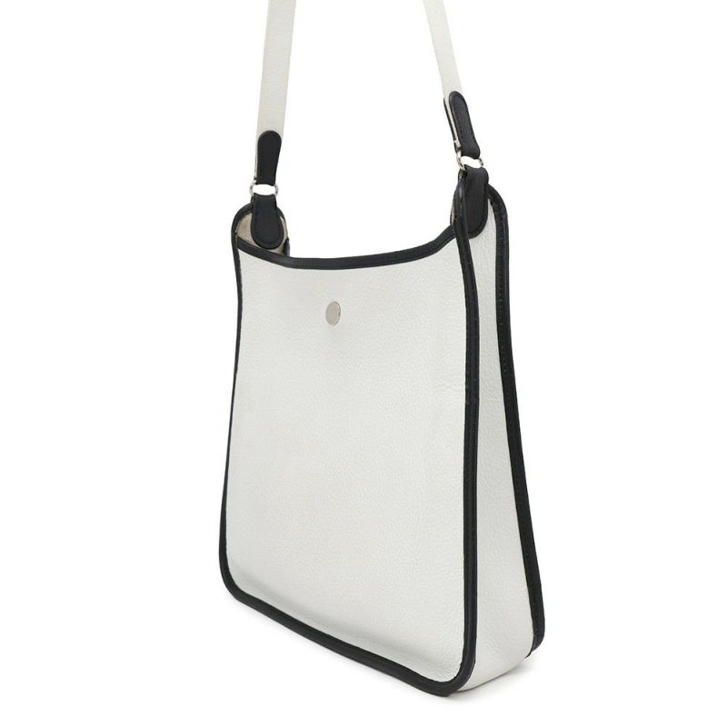 エルメス ショルダーバッグ ヴェスパPM ブラック/ホワイト/シルバー金具 トリヨンクレマンス □C刻印