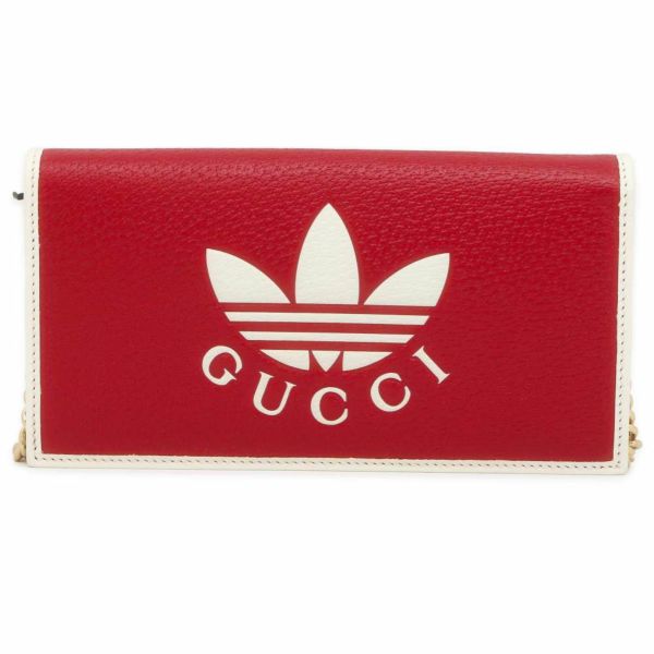 グッチ チェーンウォレット アディダス コラボ インターロッキングG トレフォイル プリント 621892 GUCCI 白 | 中古・新品 ブランド販売ギャラリーレア公式通販