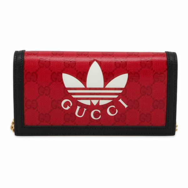 グッチ チェーンウォレット アディダス コラボ インターロッキングG トレフォイル プリント 621892 GUCCI  黒