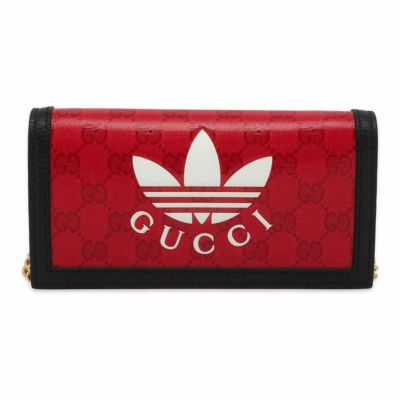 ☆グッチ チェーンウォレット アディダス コラボ インターロッキングG トレフォイル プリント 621892 GUCCI 白 |  中古・新品ブランド販売ギャラリーレア公式通販