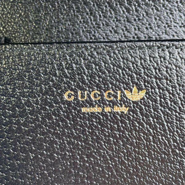 グッチ チェーンウォレット アディダス コラボ インターロッキングG トレフォイル プリント 621892 GUCCI  黒