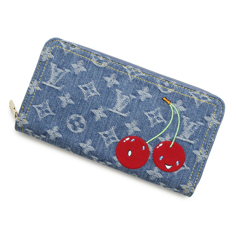 ルイヴィトン 長財布 モノグラム・チェリー デニム LV × TM ジッピー  