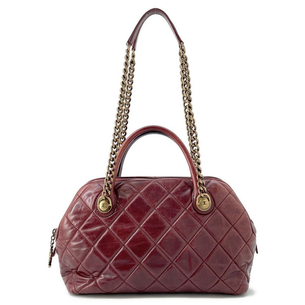 シャネル ハンドバッグ マトラッセ ココマーク レザー CHANEL ボーリングバッグ ショルダーバッグ