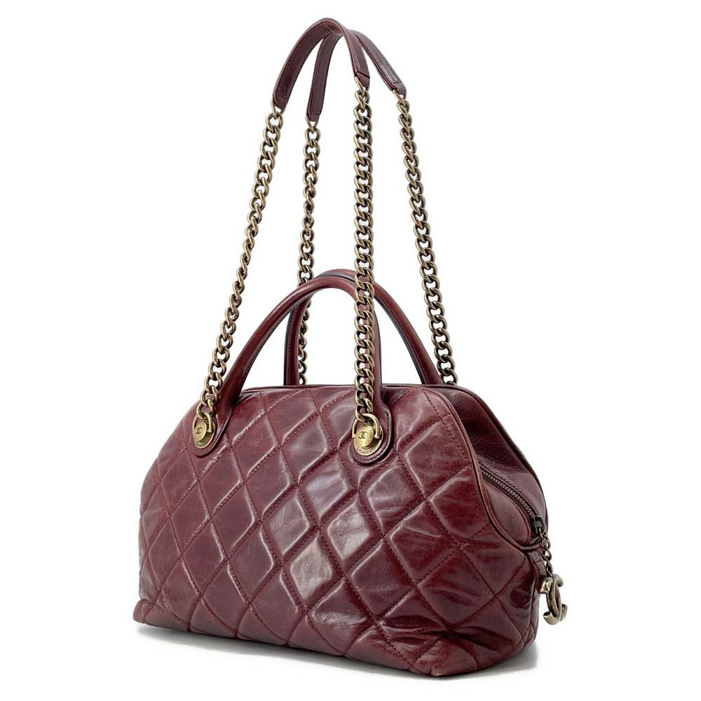 シャネル ハンドバッグ マトラッセ ココマーク レザー CHANEL ボーリングバッグ ショルダーバッグ