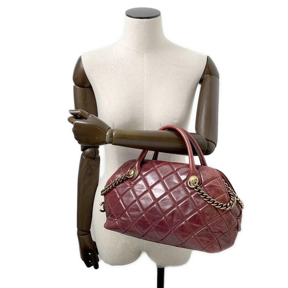 シャネル ハンドバッグ マトラッセ ココマーク レザー CHANEL ボーリングバッグ ショルダーバッグ