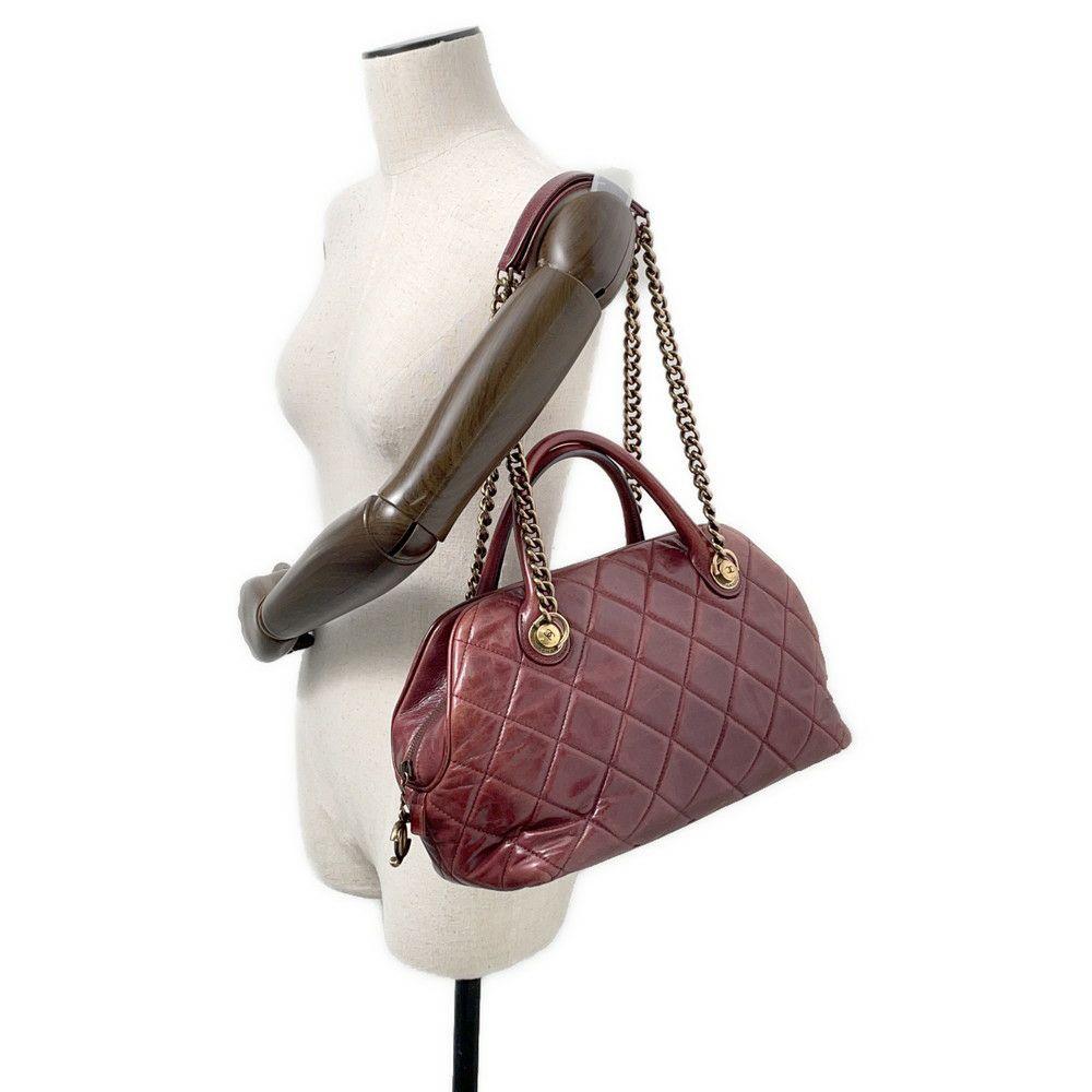 シャネル ハンドバッグ マトラッセ ココマーク レザー CHANEL ボーリングバッグ ショルダーバッグ