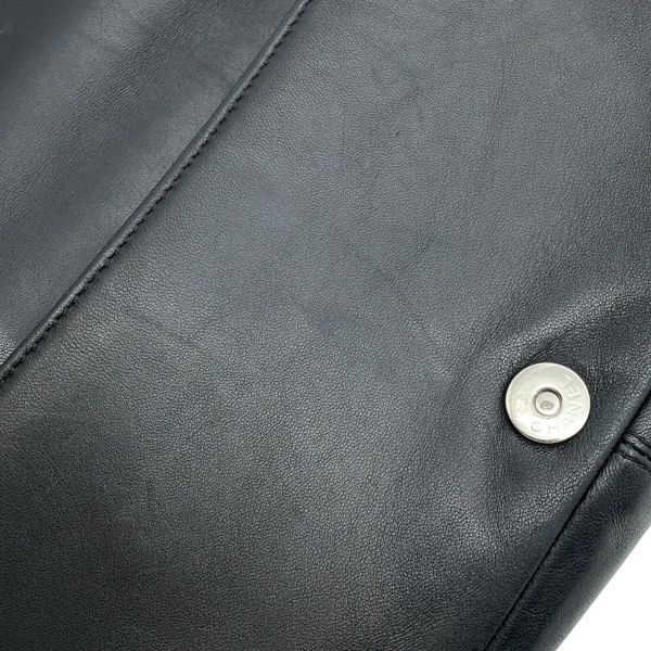 シャネル チェーンショルダーバッグ チョコバー ラムスキン CHANEL バッグ Wチェーン 黒